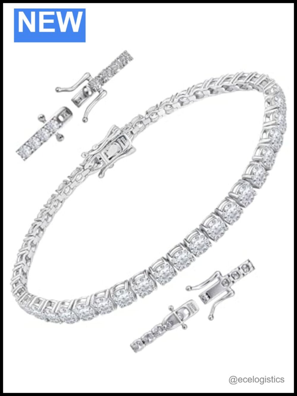 Moissanite Tennis Bracelet for Women S925 Sterling Silver Round Cut 7 Inch